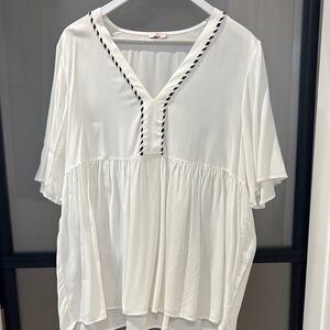 White V-Neck Women's Top